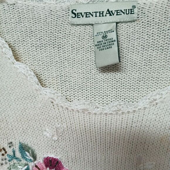 Seventh Avenue Womens Floral Embroidered Tunic Sweater Lace Trim Boho Small - Picture 6 of 12